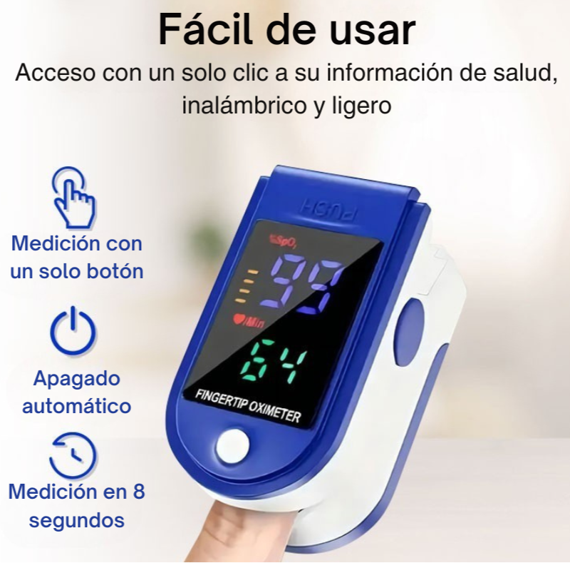 OXÍMETRO MONITOR DE PULSO Y OXÍGENO EN SANGRE