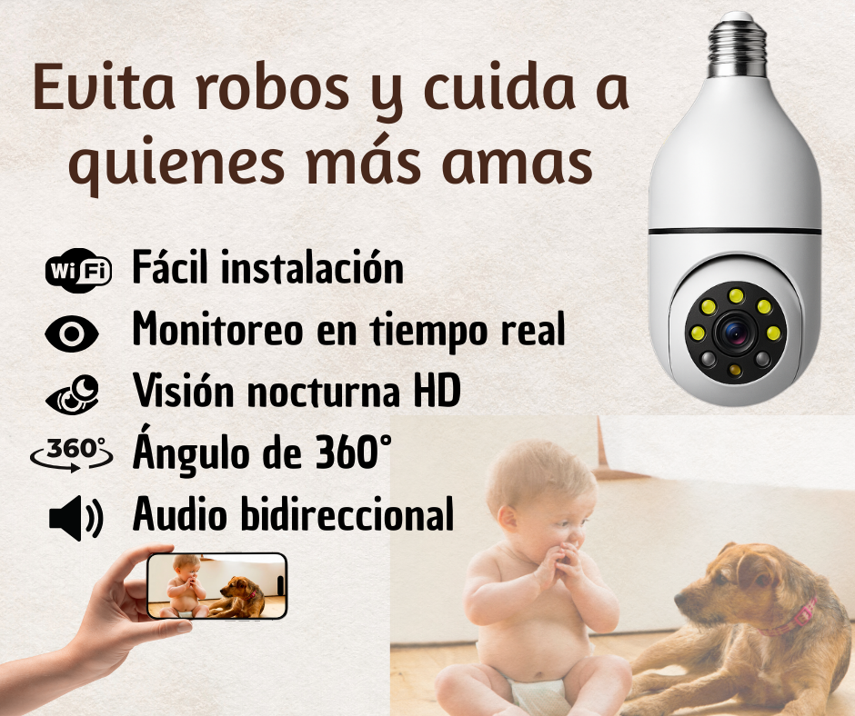 CÁMARA DE SEGURIDAD HD 360° PANORÁMICA