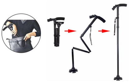BASTÓN ORTOPÉDICO PLEGABLE Y RETRÁCTIL CON LUZ LED