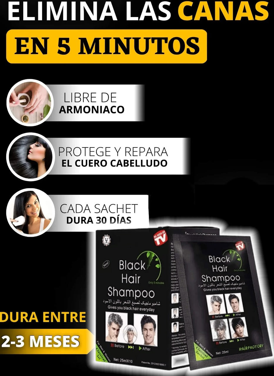SHAMPOO CUBRE CANAS TINTE NEGRO